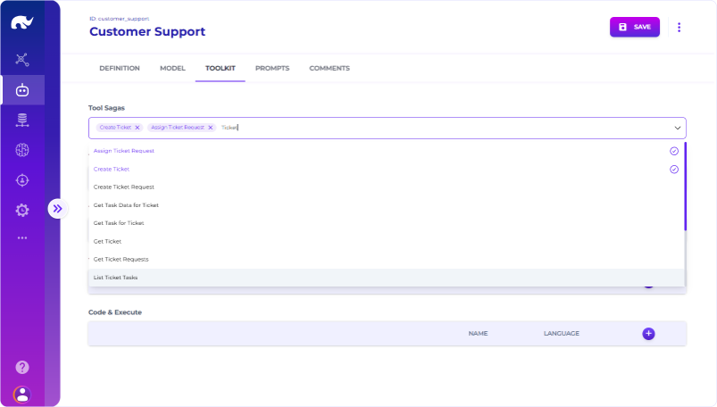 Add tool sagas and actions for agent guidance